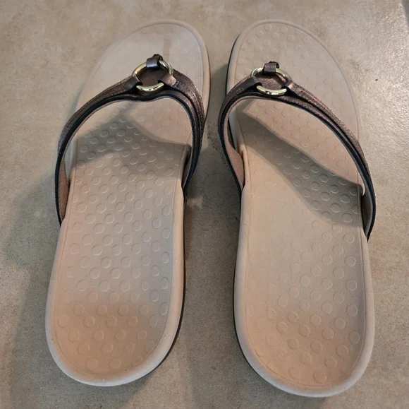 Vionic Aloe Metallic Brown Women's Thong Orthotic Sandals Size 10 - Picture 5 of 10